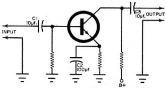 Coupling capacitors C1 and C3 in a transistorized audio amplifier - RF Cafe