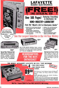 Lafayette Radio Electronics Ad (p90), January 1965 Popular Electronics - RF Cafe