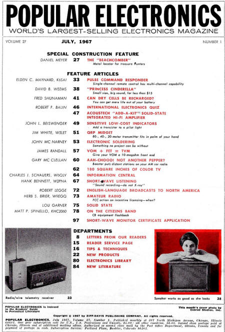 July 1967 Popular Electronics Table of Contents - RF Cafe