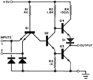 Transistor-transistor logic (TTL) gate schematic - RF Cafe