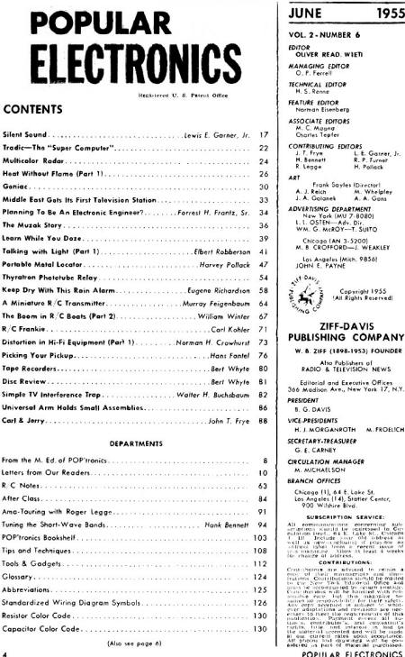 June 1955 Popular Electronics Table of Contents - RF Cafe