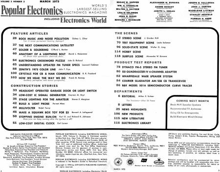 March 1973 Popular Electronics Table of Contents - RF Cafe