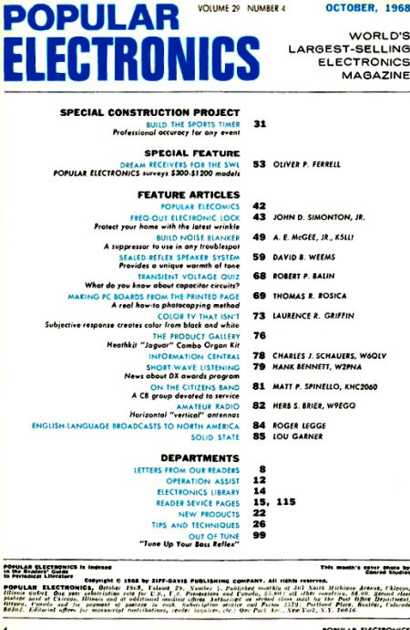October 1968 Popular Electronics Table of Contents - RF Cafe