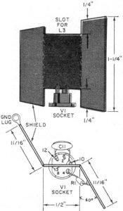 Side and top views of shield and V1 socket - RF Cafe