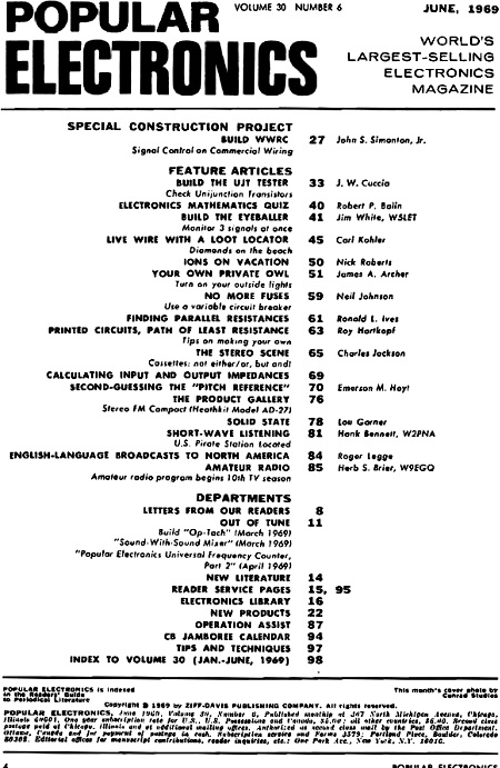 June 1969 Popular Electronics Table of Contents - RF Cafe