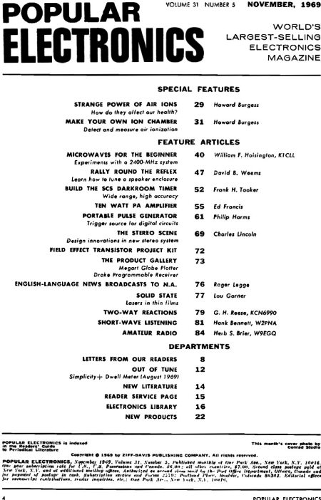 November 1969 Popular Electronics Table of Contents - RF Cafe