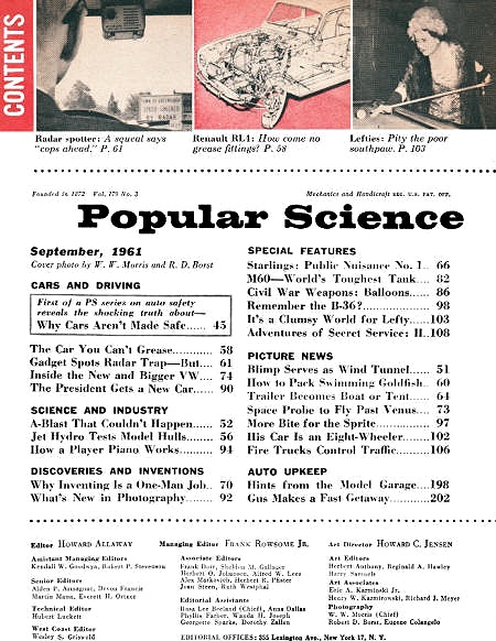 September 1961 Popular Science Table of Contents - RF Cafe