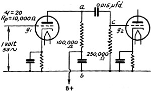 Resistance-coupled vacuum tube amplifier circuit - RF Cafe