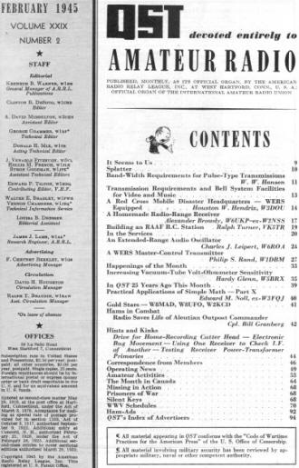February 1945 QST Table of Contents - RF Cafe