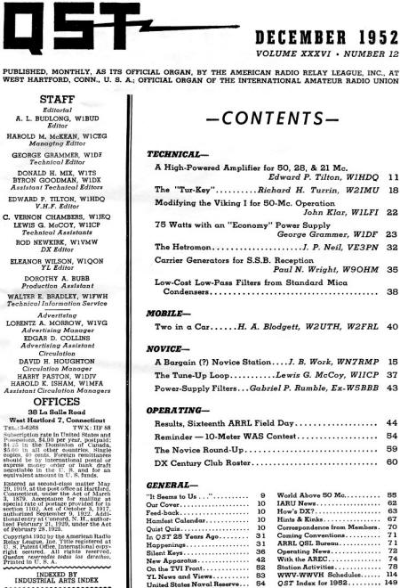 December 1935 QST Table of Contents - RF Cafe