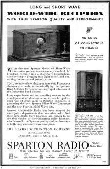 Spartan Model 60 Short-Wave Converter Radio Advertisement, April 1932 QST - RF Cafe