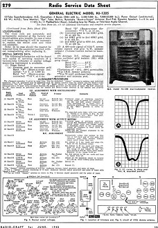 General Electric Model HJ-1205 Radio Service Data Sheet, June 1940 Radio-Craft - RF Cafe