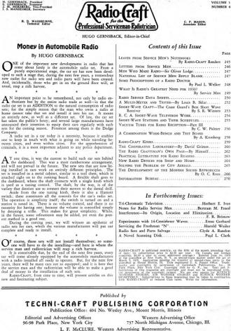 December 1929 Radio Craft Table of Contents - RF Cafe