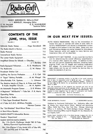 June 1934 Radio-Craft Table of Contents - RF Cafe