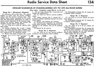Stewart-Warner (R-127 Chassis) Models 1271 to 1279 All-Wave Supers Radio Service Data Sheet, March 1935 Radio-Craft - RF Cafe