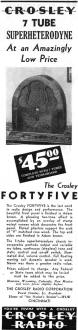 Crosley 'Fortyfive' Tabletop Radio Advertisement, June 1932 Radio-Craft - RF Cafe