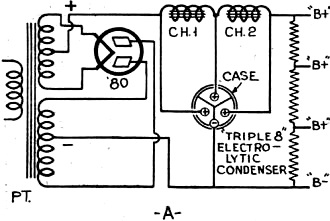 Crosley power pack using a Mershon triple-anode condenser - RF Cafe