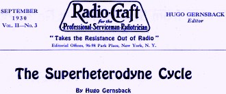 The Superheterodyne Cycle, September 1930 Radio-Craft - RF Cafe