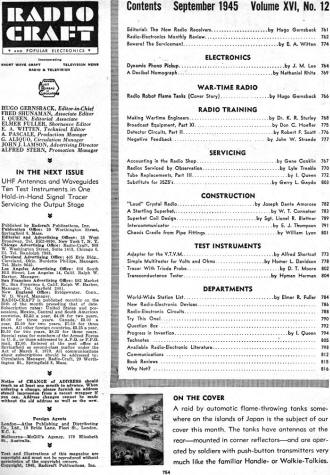 September 1945 Radio Craft Table of Contents - RF Cafe
