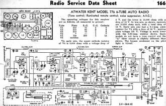Atwater Kent Model 776 6-Tube Auto Radio Radio Service Data Sheet, June 1936 Radio-Craft - RF Cafe