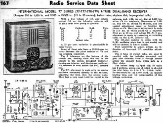 International Model 77 Series (77-777-778-779) 7-Tube Dual-Band Receiver Radio Service Data Sheet, June 1936 Radio-Craft - RF Cafe