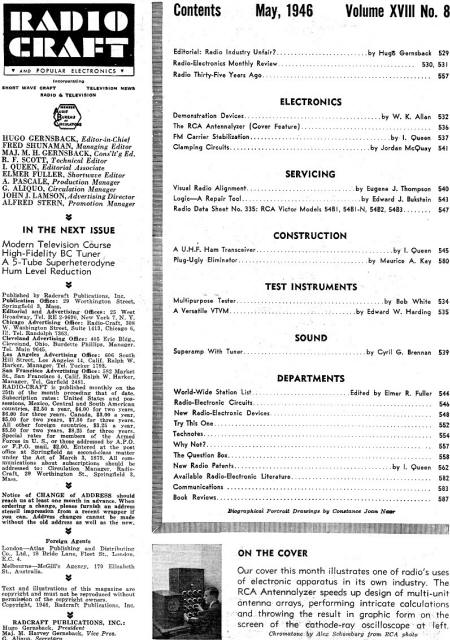 May 1946 Radio Craft Table of Contents - RF Cafe