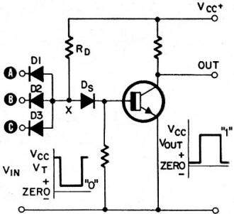 NAND gate circuit using input diodes - RF Cafe