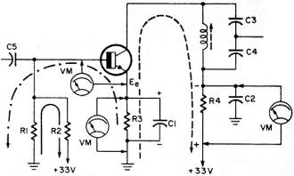 Typical transistor circuit with voltmeter checkpoints - RF Cafe