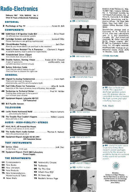 February 1967 Radio-Electronics Table of Contents - RF Cafe