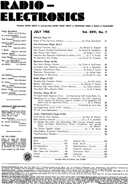 July 1955 Radio-Electronics Table of Contents - RF Cafe