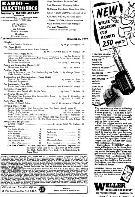 November 1949  Radio-Electronics Table of Contents - RF Cafe