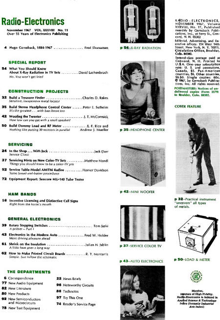 November 1967 Radio-Electronics Table of Contents - RF Cafe