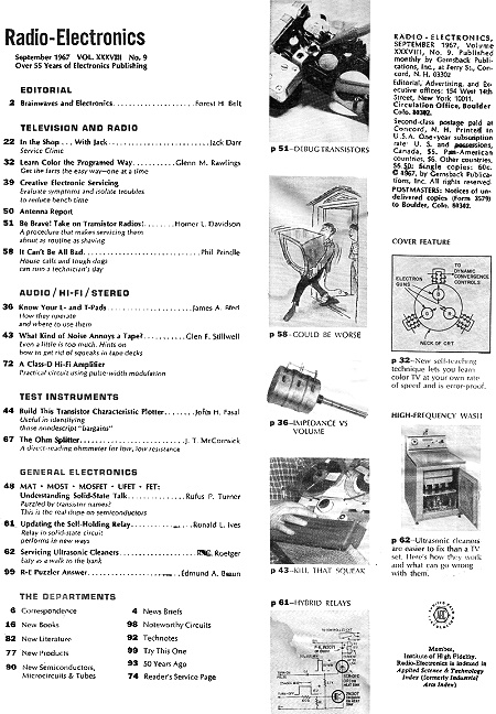 September 1967 Radio-Electronics Table of Contents - RF Cafe