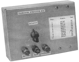 Front panel of the transistor substitution box - RF Cafe