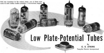 Low Plate-Potential Tubes, January 1957 Radio & Television News - RF Cafe