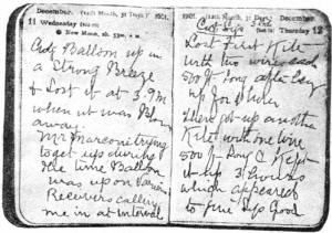 Photo of Marconi's log-book - RF Cafe
