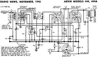 Arvin Models 444, 444A Schematic, November 1946 Radio News - RF Cafe