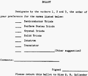 Internal Bell Labs memo for naming the transistor (Adafruit image) - RF Cafe