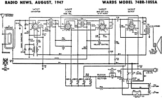 Wards Model 74BR-1055A Schematic, August 1947 Radio News - RF Cafe