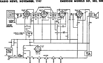 Emerson Models 501, 502, 504 Schematic - RF Cafe