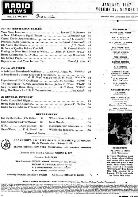 January 1947 Radio News Table of Contents - RF Cafe