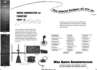 War Assets Administration Advertisement (Radio Gear), February 1947 Radio News - RF Cafe
