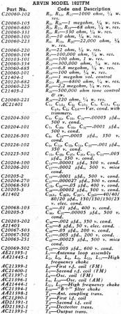 Arvin Model 182TFM Parts List, February 1948 Radio News - RF Cafe