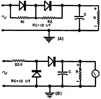 High impedance series diode rectifier circuit - RF Cafe