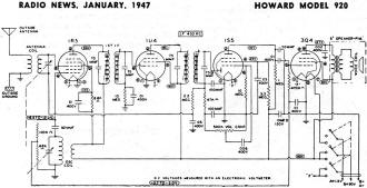 Howard Model 920 Schematic & Parts List Schematic & Parts List, January 1947 Radio News - RF Cafe