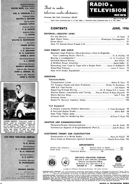 June 1956 Radio & Television News Table of Contents - RF Cafe
