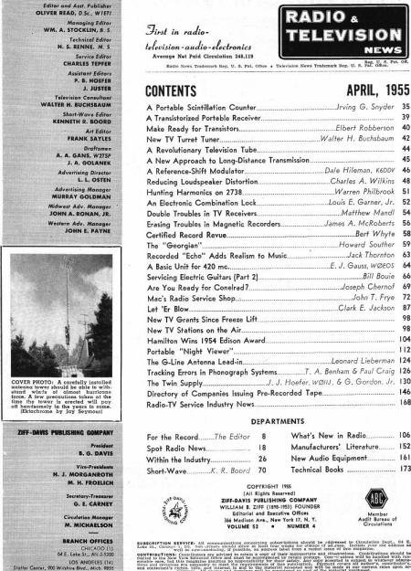 April 1955 Radio & Television News Table of Contents - RF Cafe