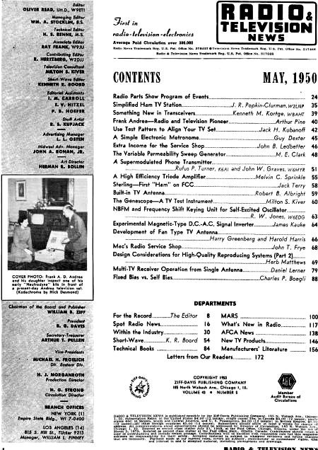 May 1950 Radio & Television News Table of Contents - RF Cafe
