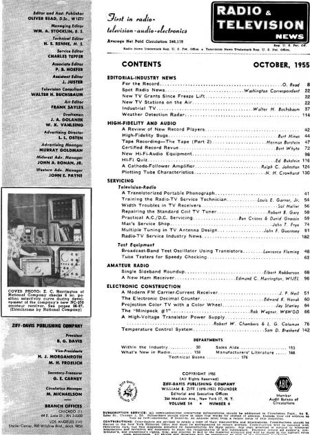 October 1955 Radio & Television News Table of Contents - RF Cafe