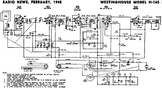 Westinghouse Model H-165 Schematic, February 1948 Radio News - RF Cafe